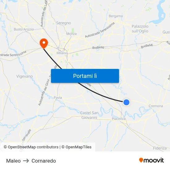 Maleo to Cornaredo map
