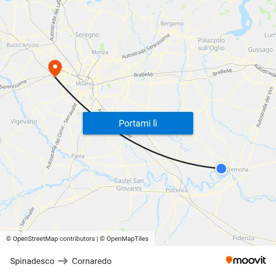 Spinadesco to Cornaredo map