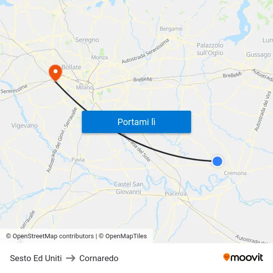 Sesto Ed Uniti to Cornaredo map