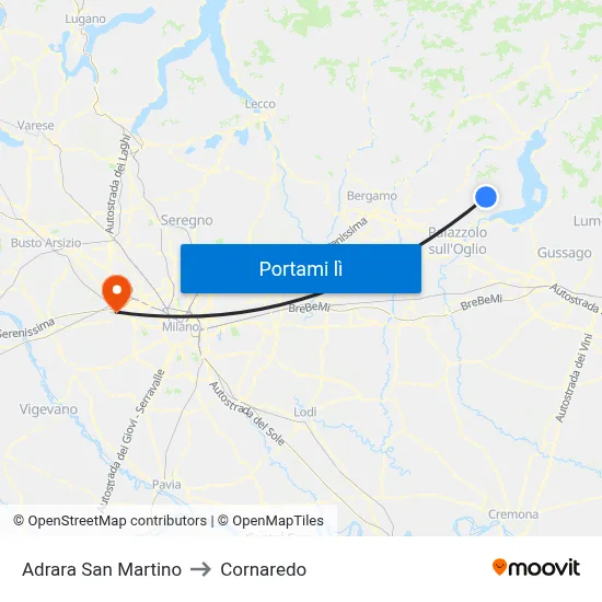 Adrara San Martino to Cornaredo map