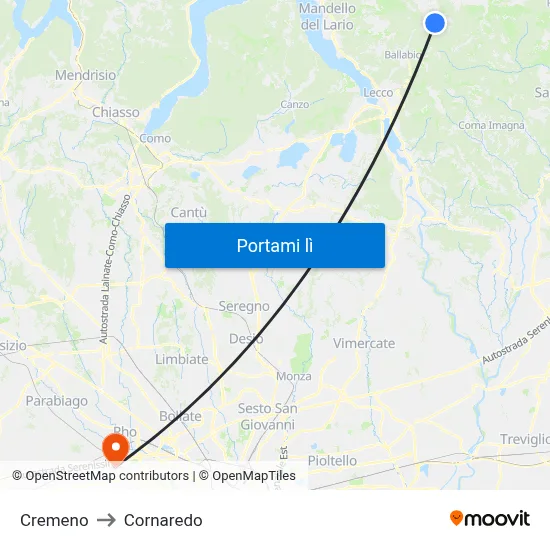 Cremeno to Cornaredo map