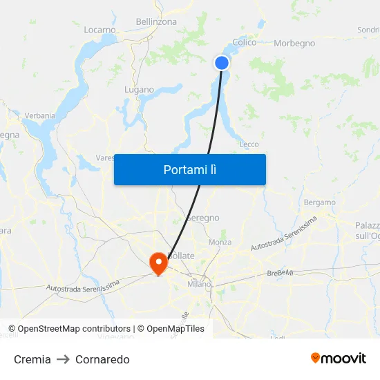 Cremia to Cornaredo map