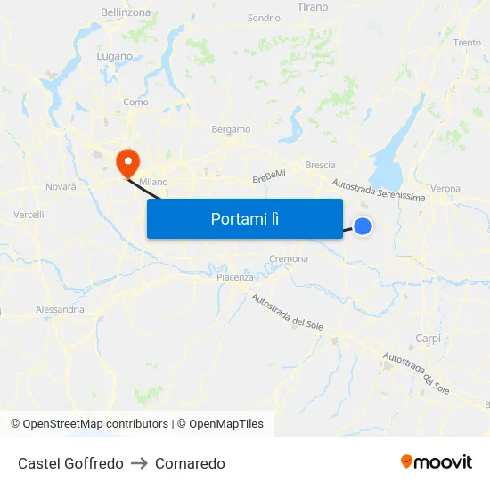 Castel Goffredo to Cornaredo map