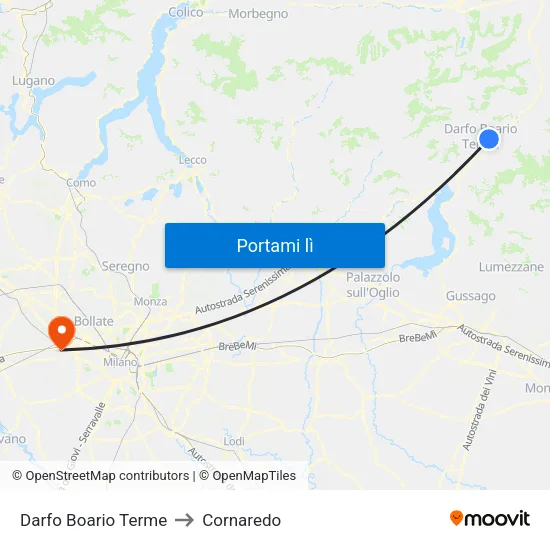 Darfo Boario Terme to Cornaredo map