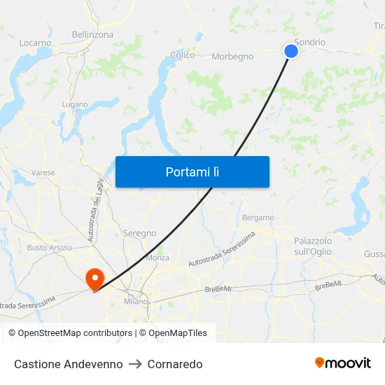 Castione Andevenno to Cornaredo map