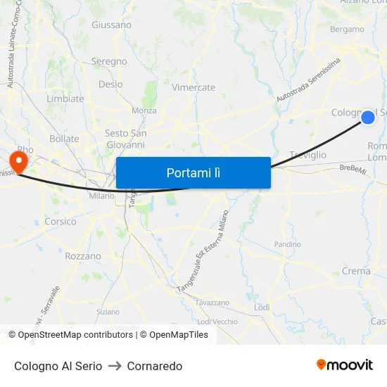 Cologno Al Serio to Cornaredo map