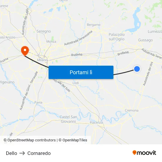Dello to Cornaredo map