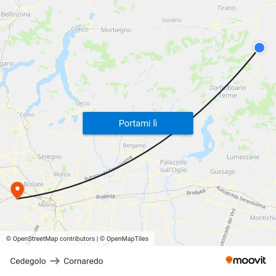 Cedegolo to Cornaredo map