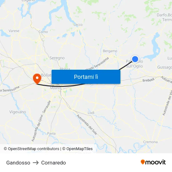 Gandosso to Cornaredo map