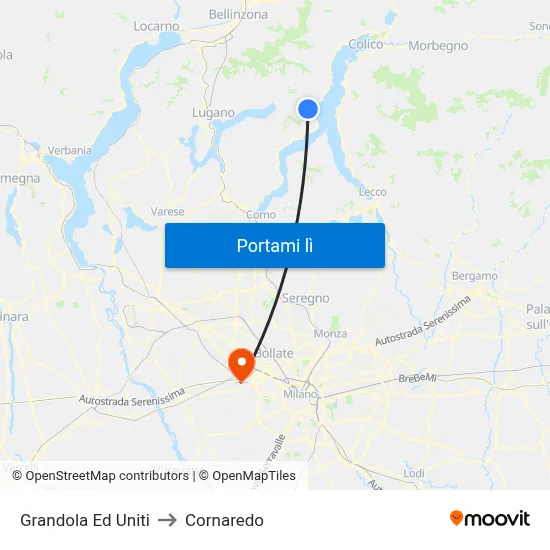 Grandola Ed Uniti to Cornaredo map