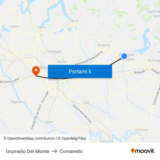 Grumello Del Monte to Cornaredo map