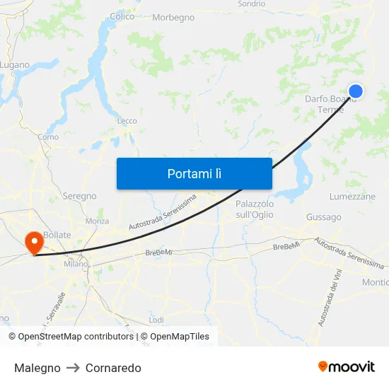 Malegno to Cornaredo map