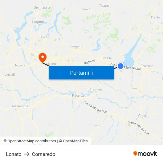 Lonato to Cornaredo map