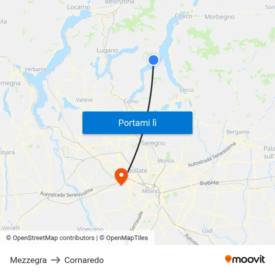 Mezzegra to Cornaredo map