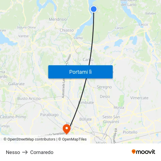 Nesso to Cornaredo map