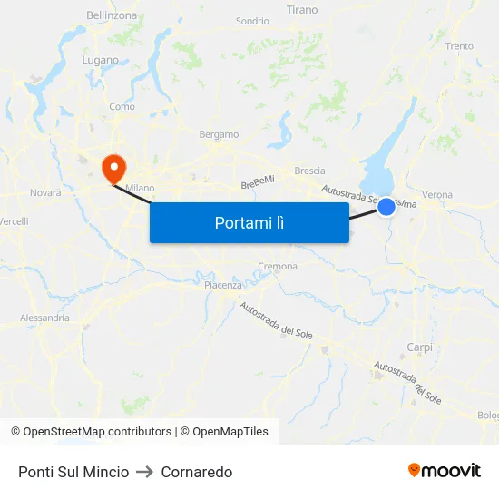Ponti Sul Mincio to Cornaredo map
