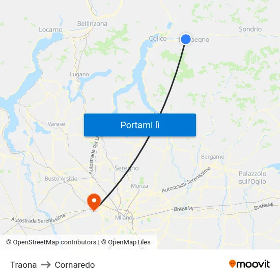 Traona to Cornaredo map
