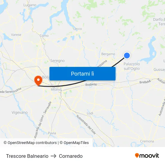 Trescore Balneario to Cornaredo map
