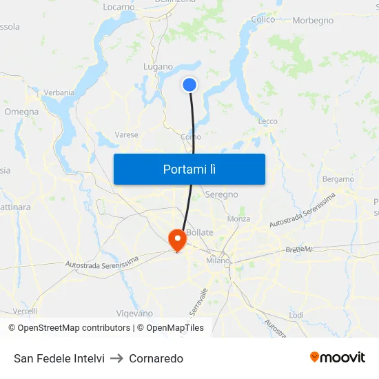 San Fedele Intelvi to Cornaredo map