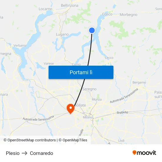 Plesio to Cornaredo map