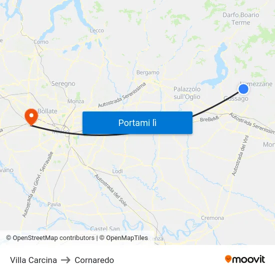 Villa Carcina to Cornaredo map