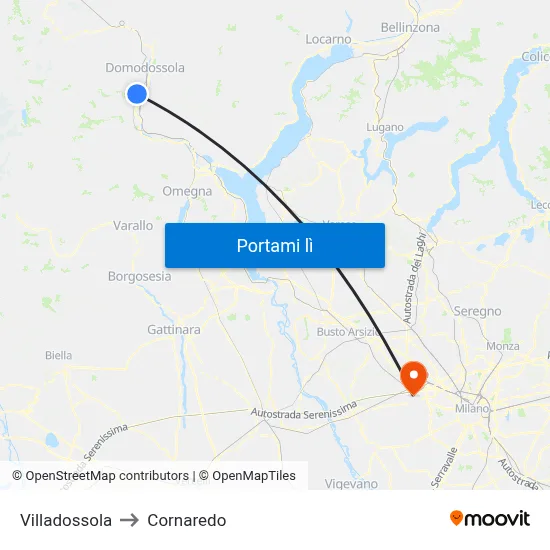 Villadossola to Cornaredo map