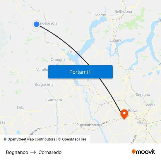Bognanco to Cornaredo map