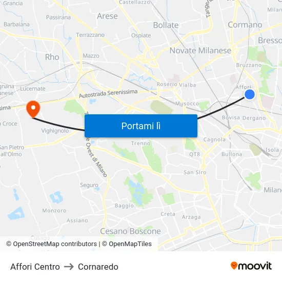 Affori Centro to Cornaredo map