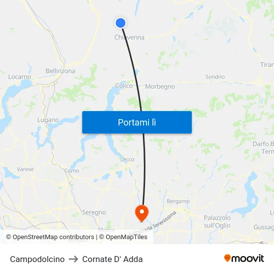 Campodolcino to Cornate D' Adda map