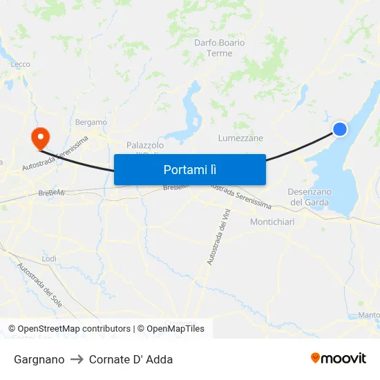 Gargnano to Cornate D' Adda map