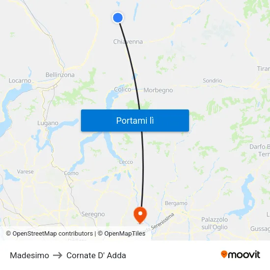 Madesimo to Cornate D' Adda map