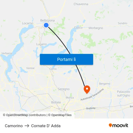 Camorino to Cornate D' Adda map