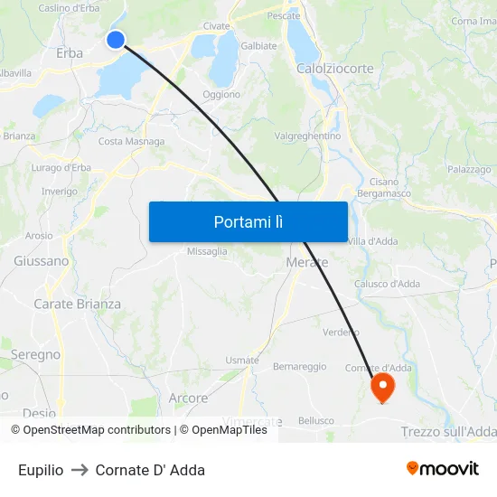 Eupilio to Cornate D' Adda map