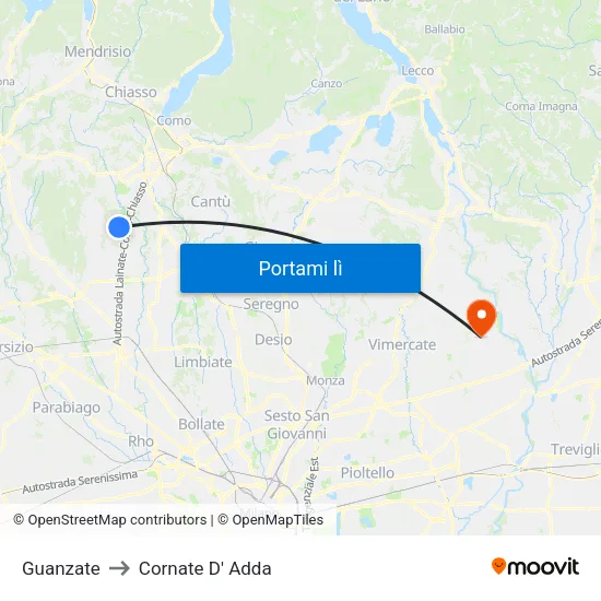 Guanzate to Cornate D' Adda map