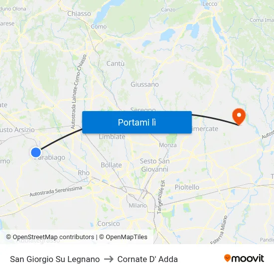 San Giorgio Su Legnano to Cornate D' Adda map