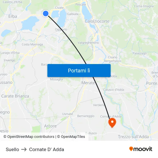 Suello to Cornate D' Adda map