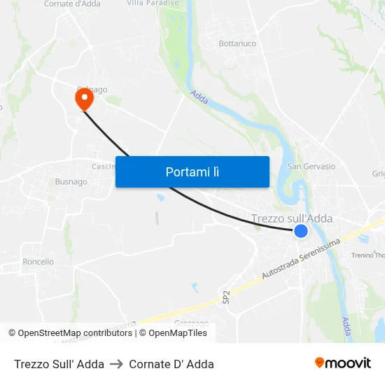 Trezzo Sull' Adda to Cornate D' Adda map