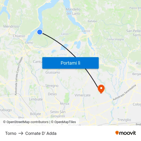 Torno to Cornate D' Adda map