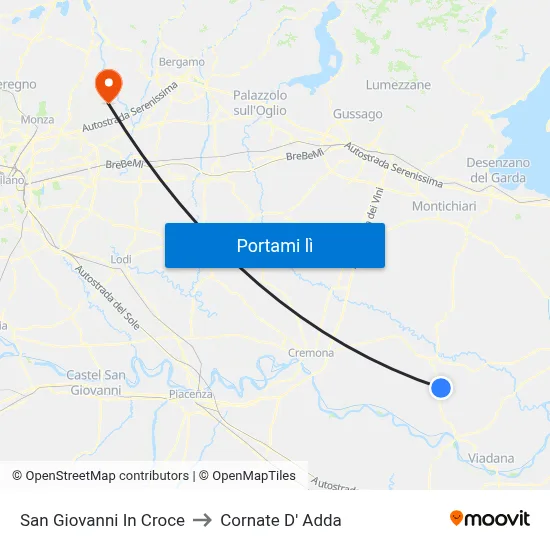 San Giovanni In Croce to Cornate D' Adda map