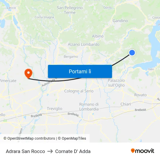 Adrara San Rocco to Cornate D' Adda map