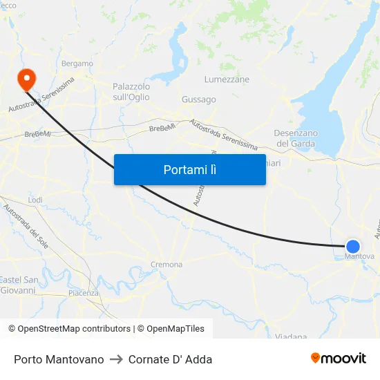Porto Mantovano to Cornate D' Adda map