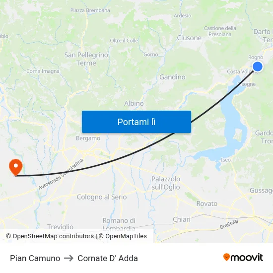 Pian Camuno to Cornate D' Adda map