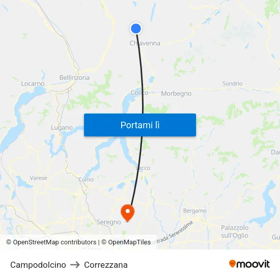 Campodolcino to Correzzana map