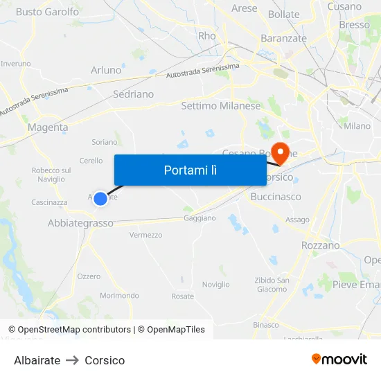 Albairate to Corsico map