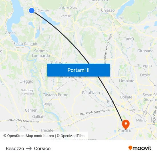 Besozzo to Corsico map