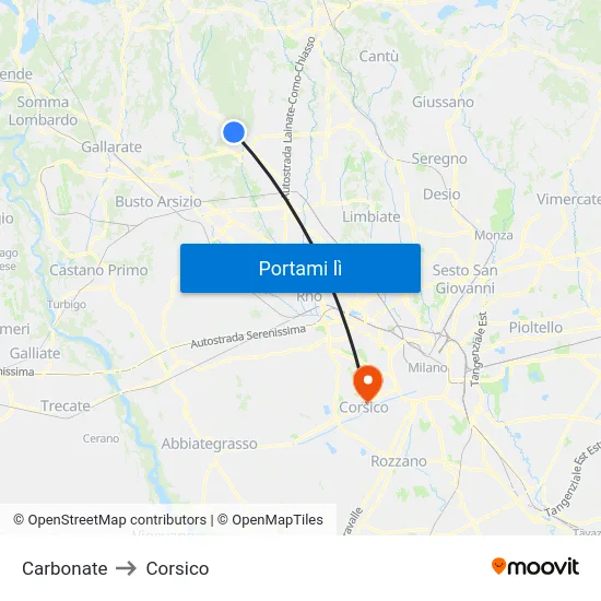 Carbonate to Corsico map