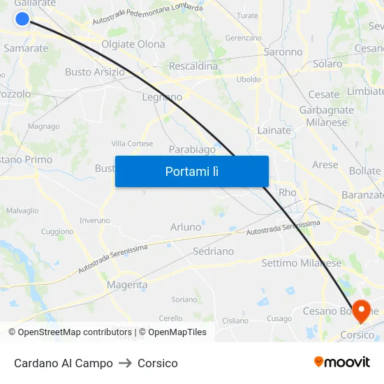 Cardano Al Campo to Corsico map