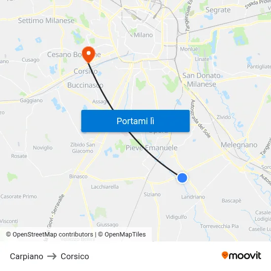 Carpiano to Corsico map