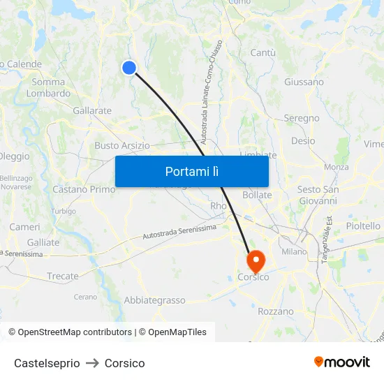 Castelseprio to Corsico map