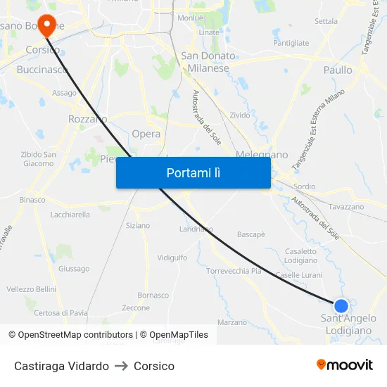 Castiraga Vidardo to Corsico map